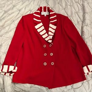 St. John collection by Marie gray size 10 blazer, beautiful cream and red